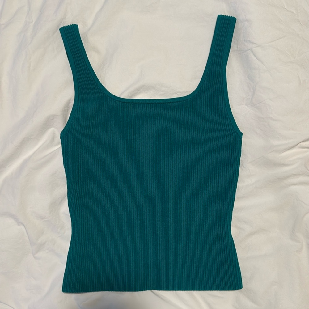 Aritzia sculpt knit tank teal size small